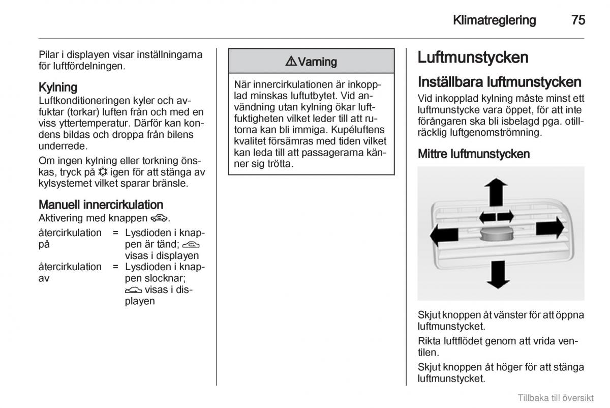 Opel Combo D instruktionsbok / page 76