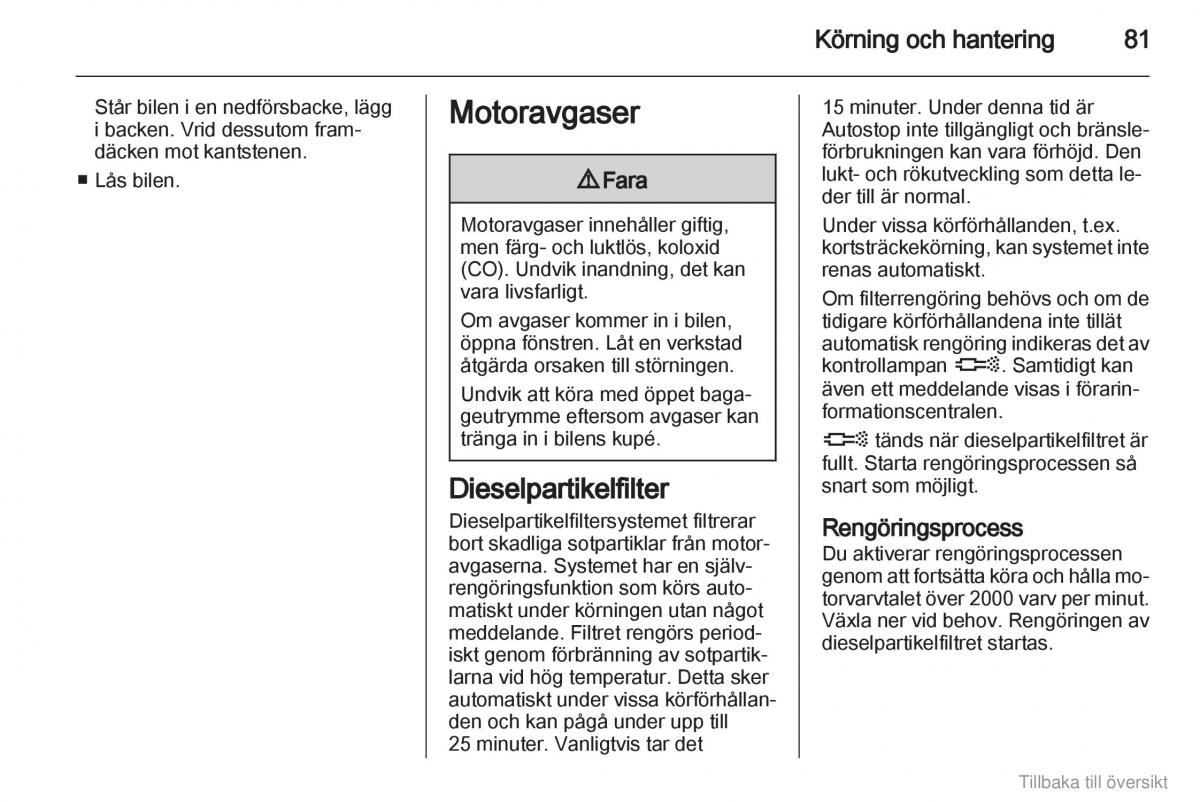 Opel Combo D instruktionsbok / page 82