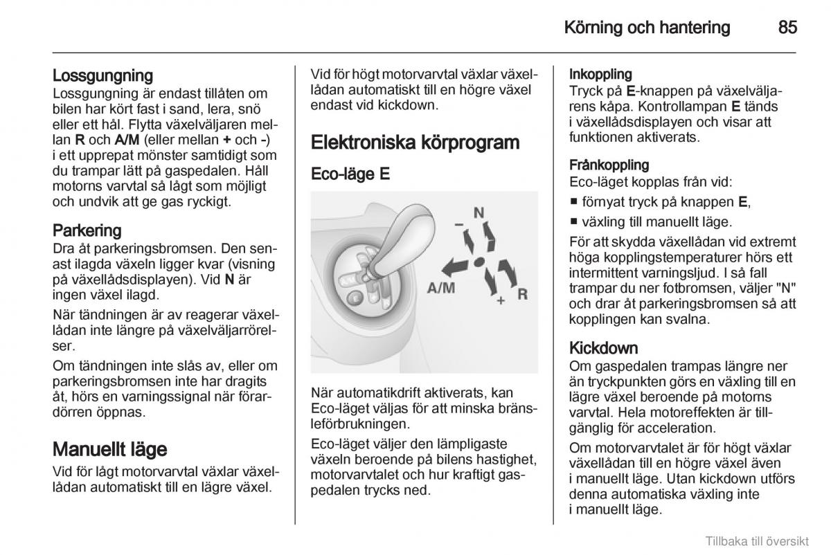 Opel Combo D instruktionsbok / page 86