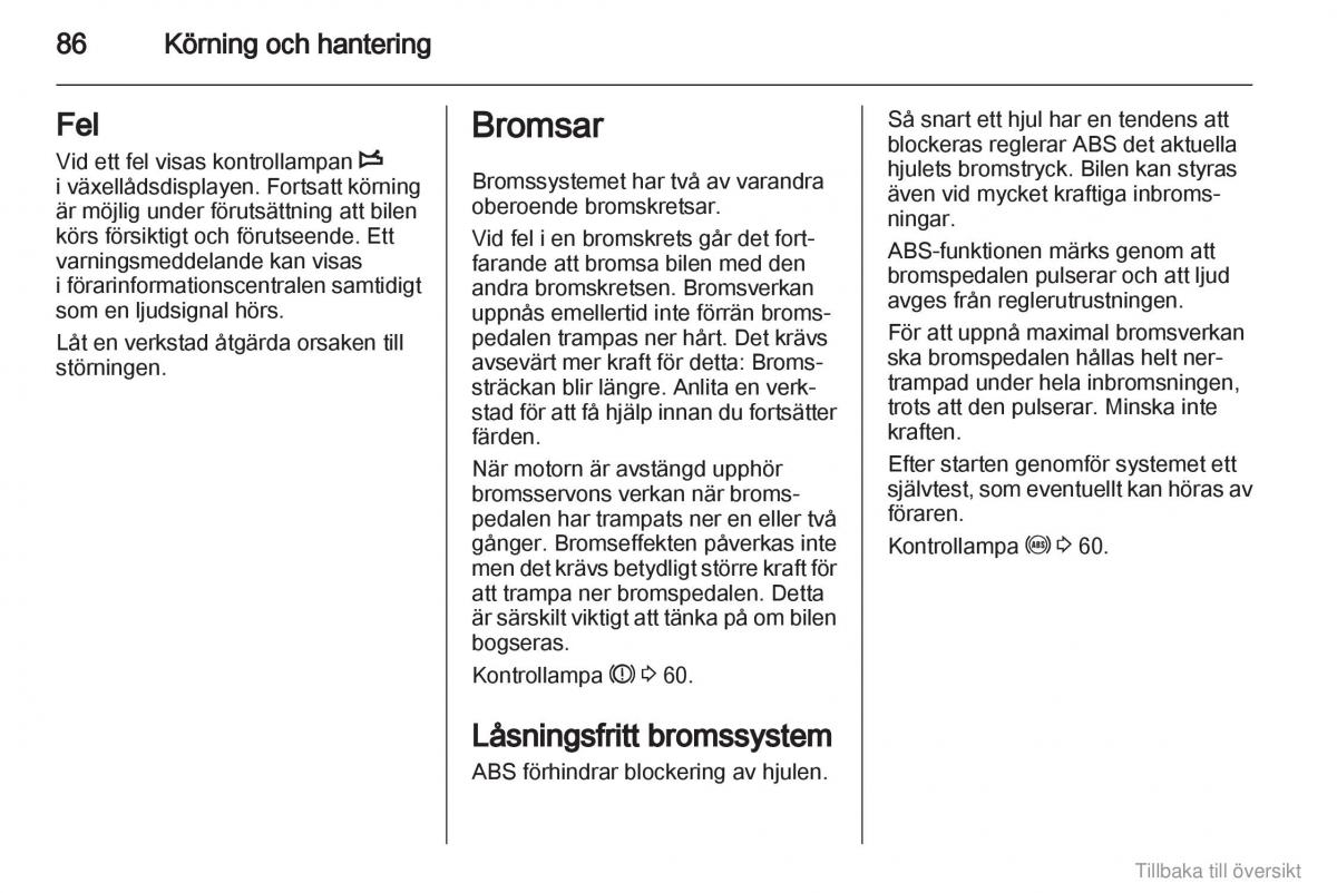 Opel Combo D instruktionsbok / page 87