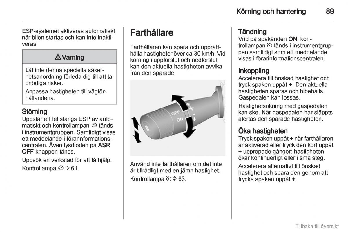 Opel Combo D instruktionsbok / page 90