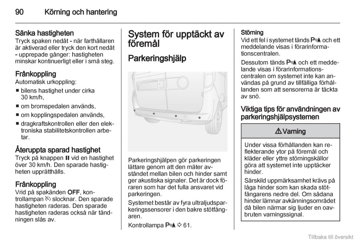 Opel Combo D instruktionsbok / page 91