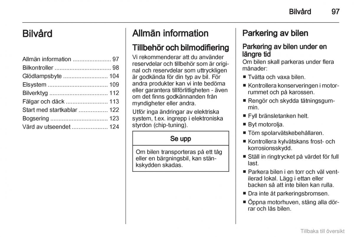 Opel Combo D instruktionsbok / page 98