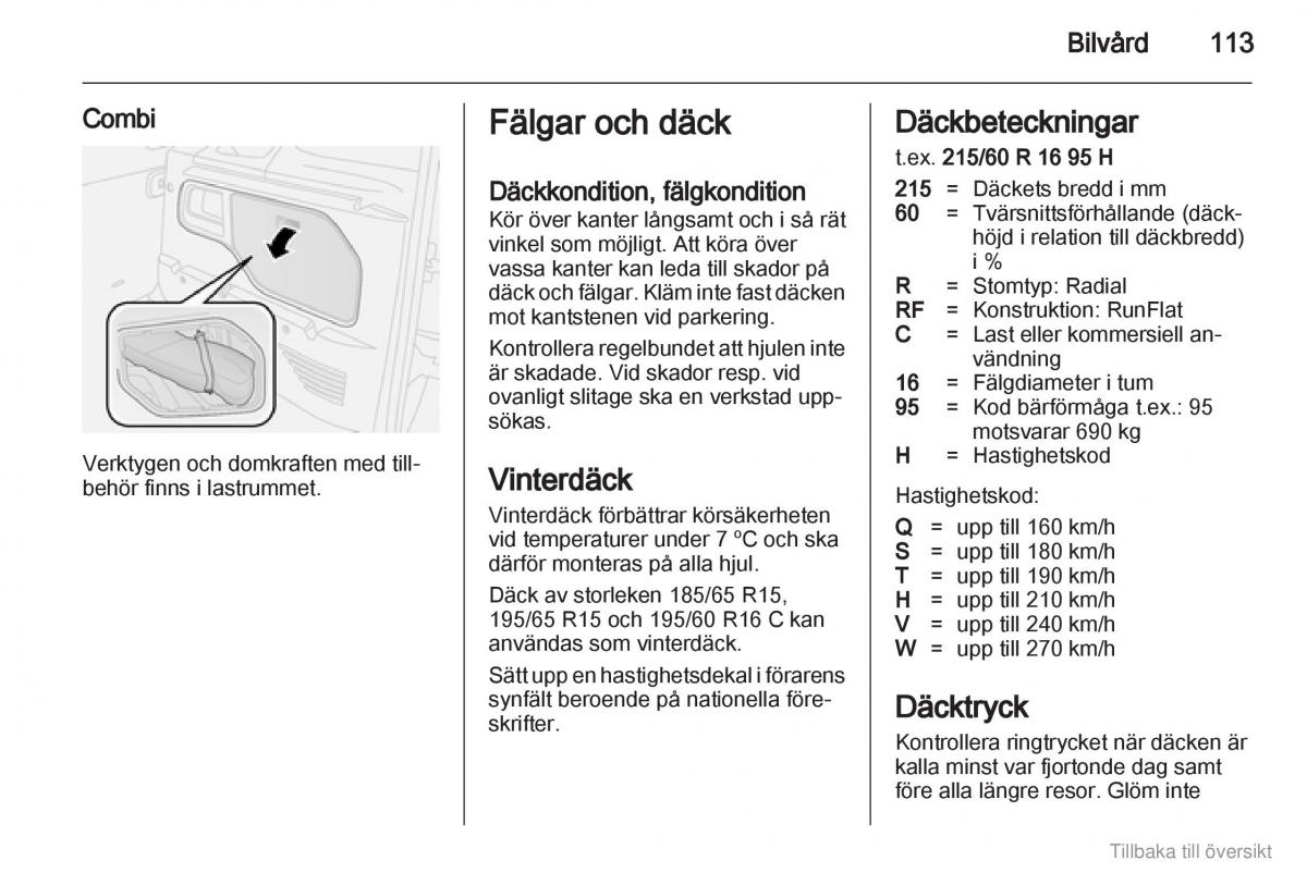 Opel Combo D instruktionsbok / page 114