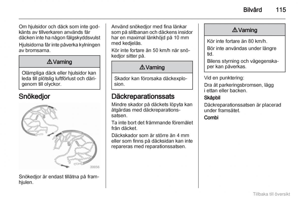 Opel Combo D instruktionsbok / page 116