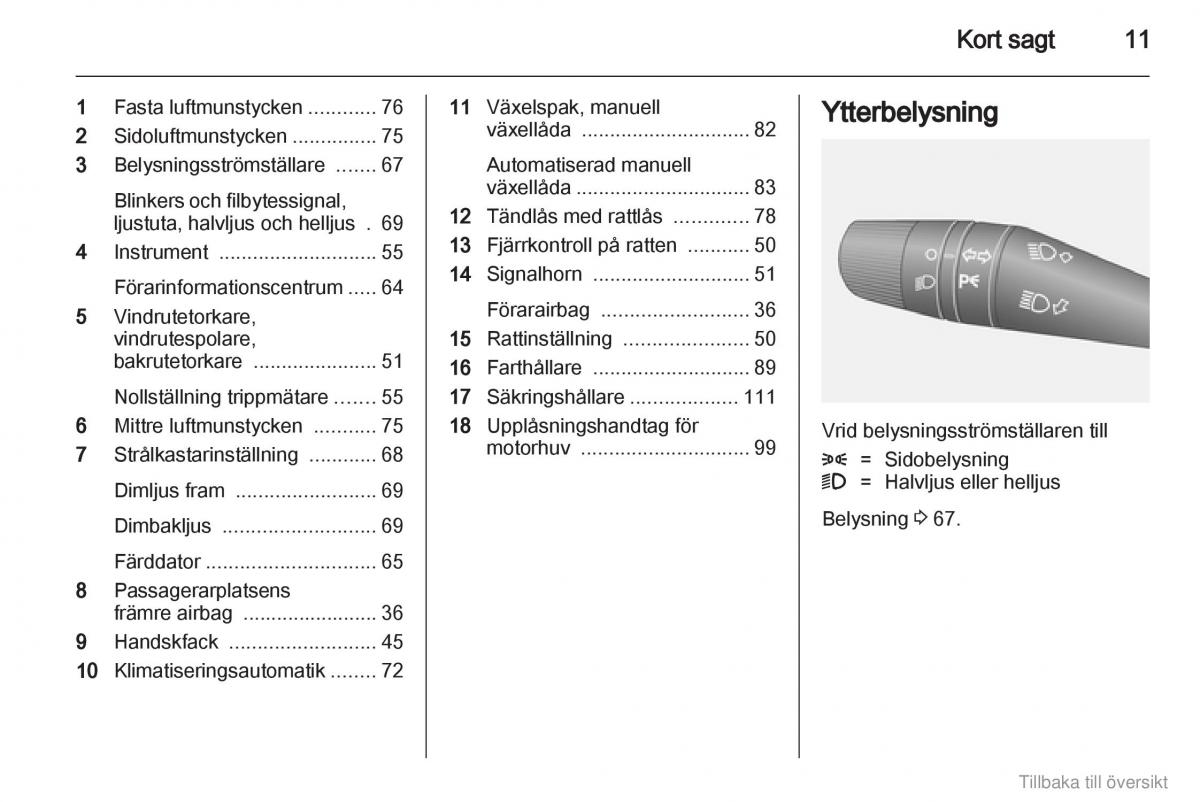 Opel Combo D instruktionsbok / page 12