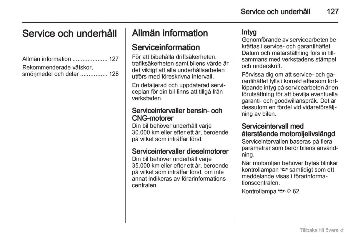 Opel Combo D instruktionsbok / page 128