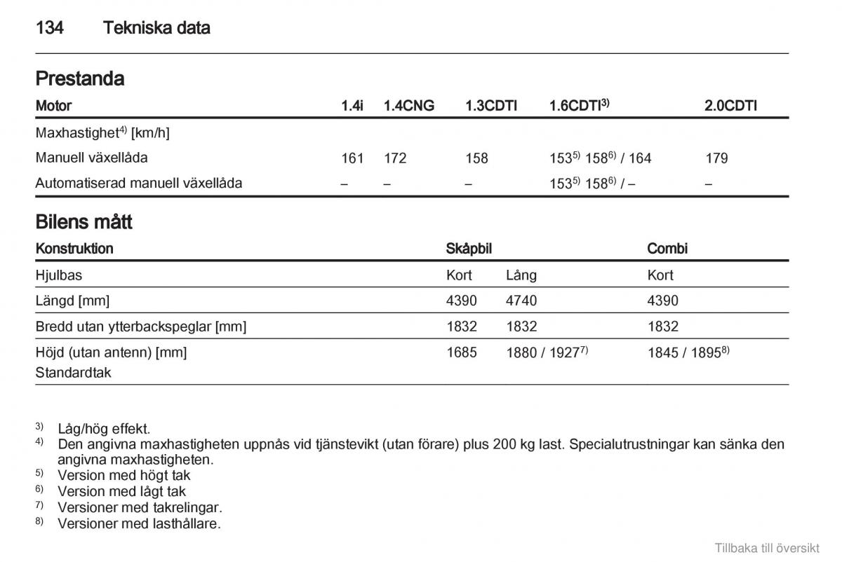 Opel Combo D instruktionsbok / page 135