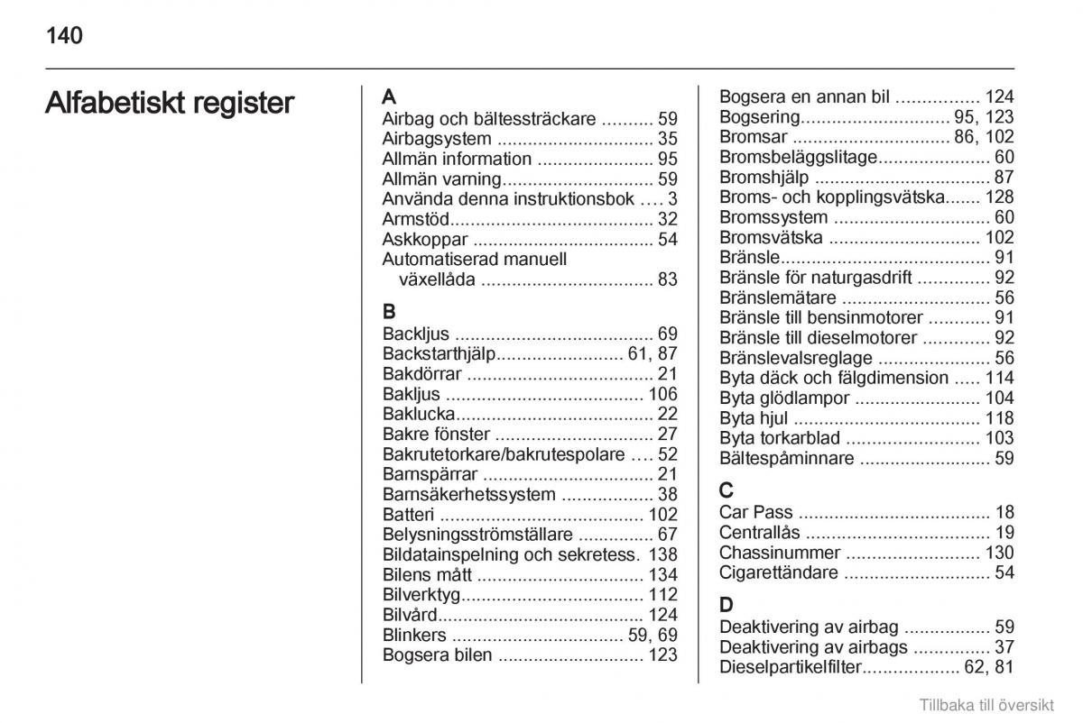 Opel Combo D instruktionsbok / page 141