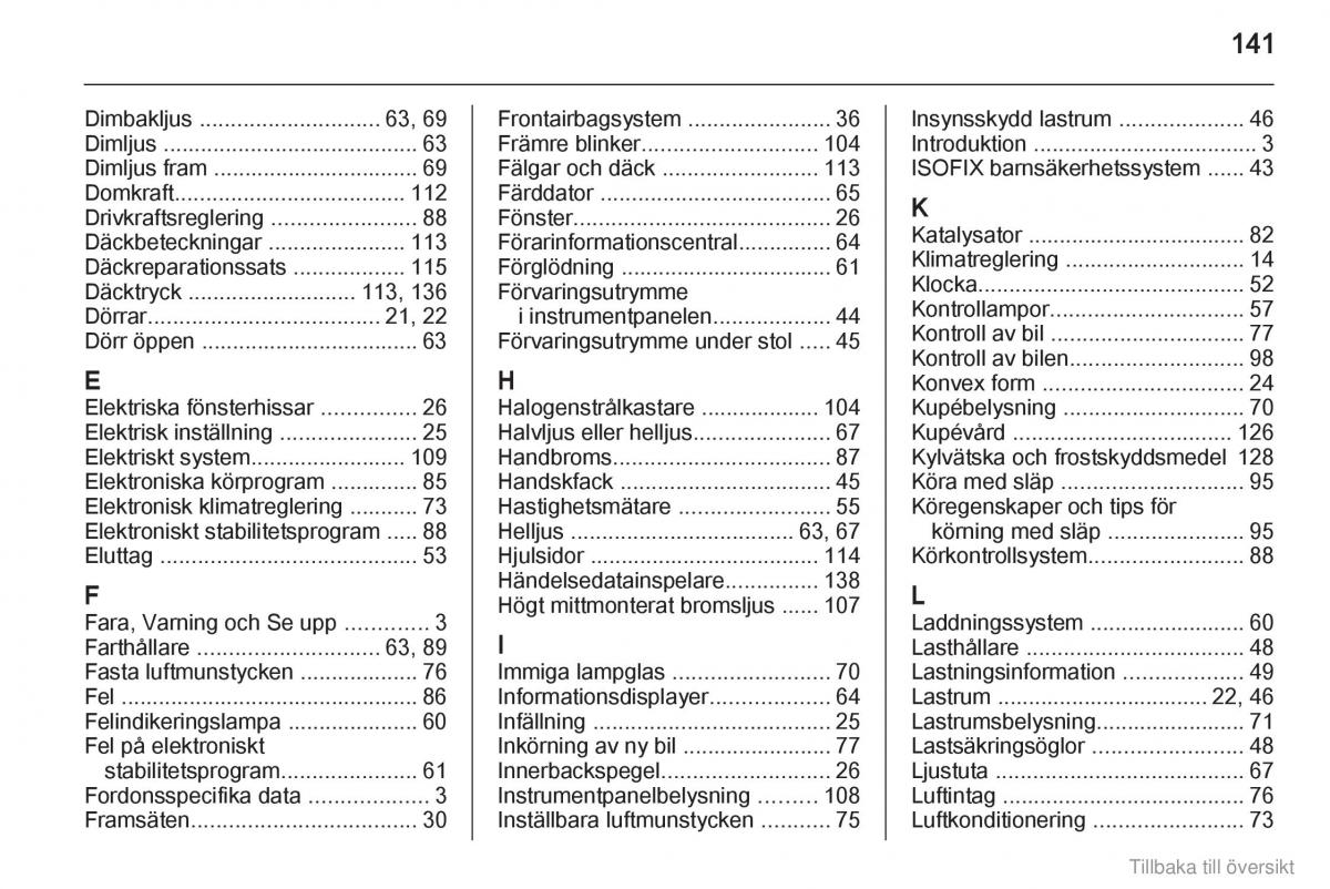 Opel Combo D instruktionsbok / page 142