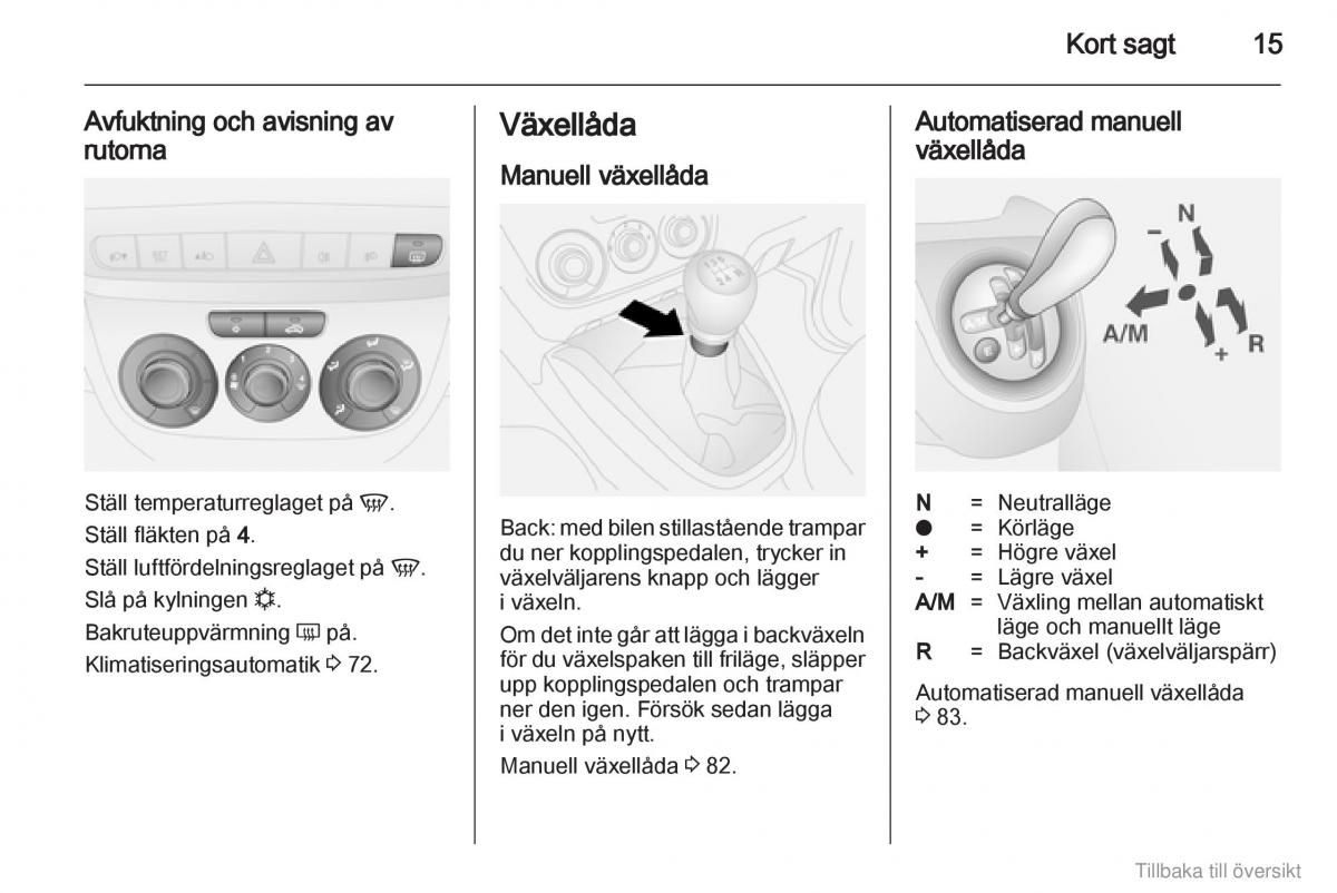 Opel Combo D instruktionsbok / page 16