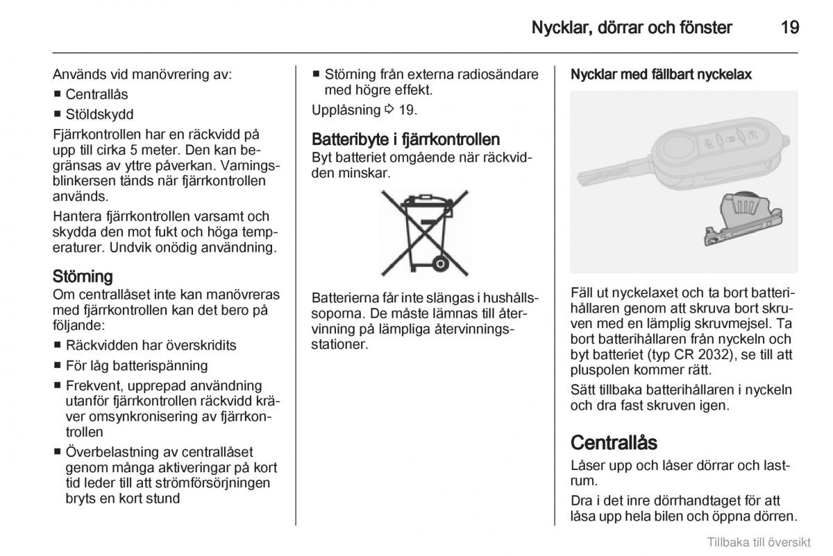 Opel Combo D instruktionsbok / page 20