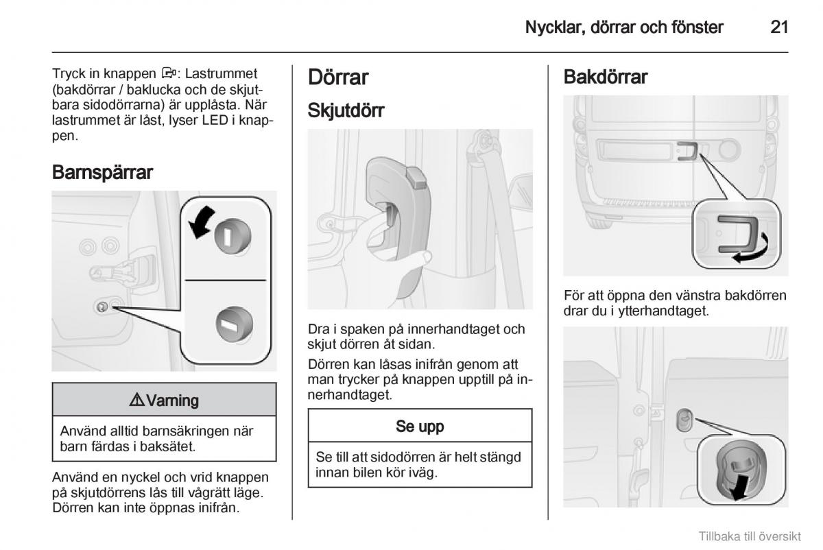 Opel Combo D instruktionsbok / page 22