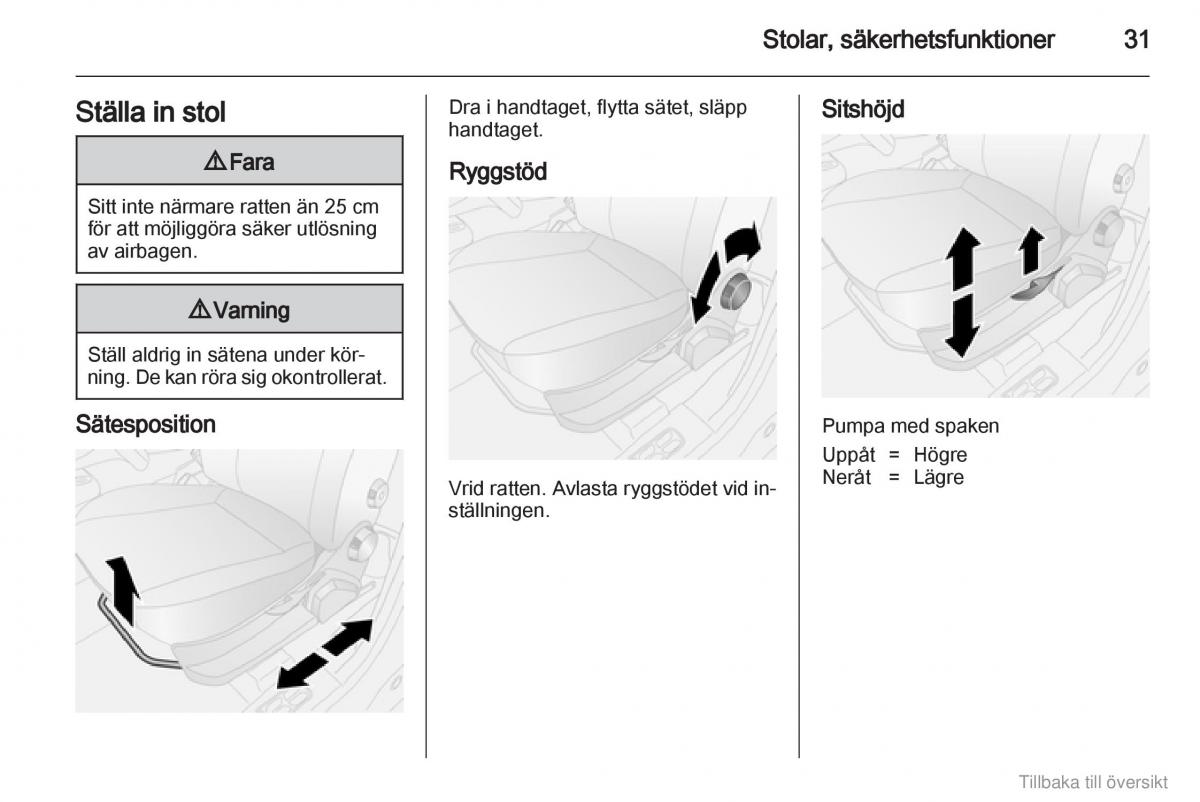 Opel Combo D instruktionsbok / page 32