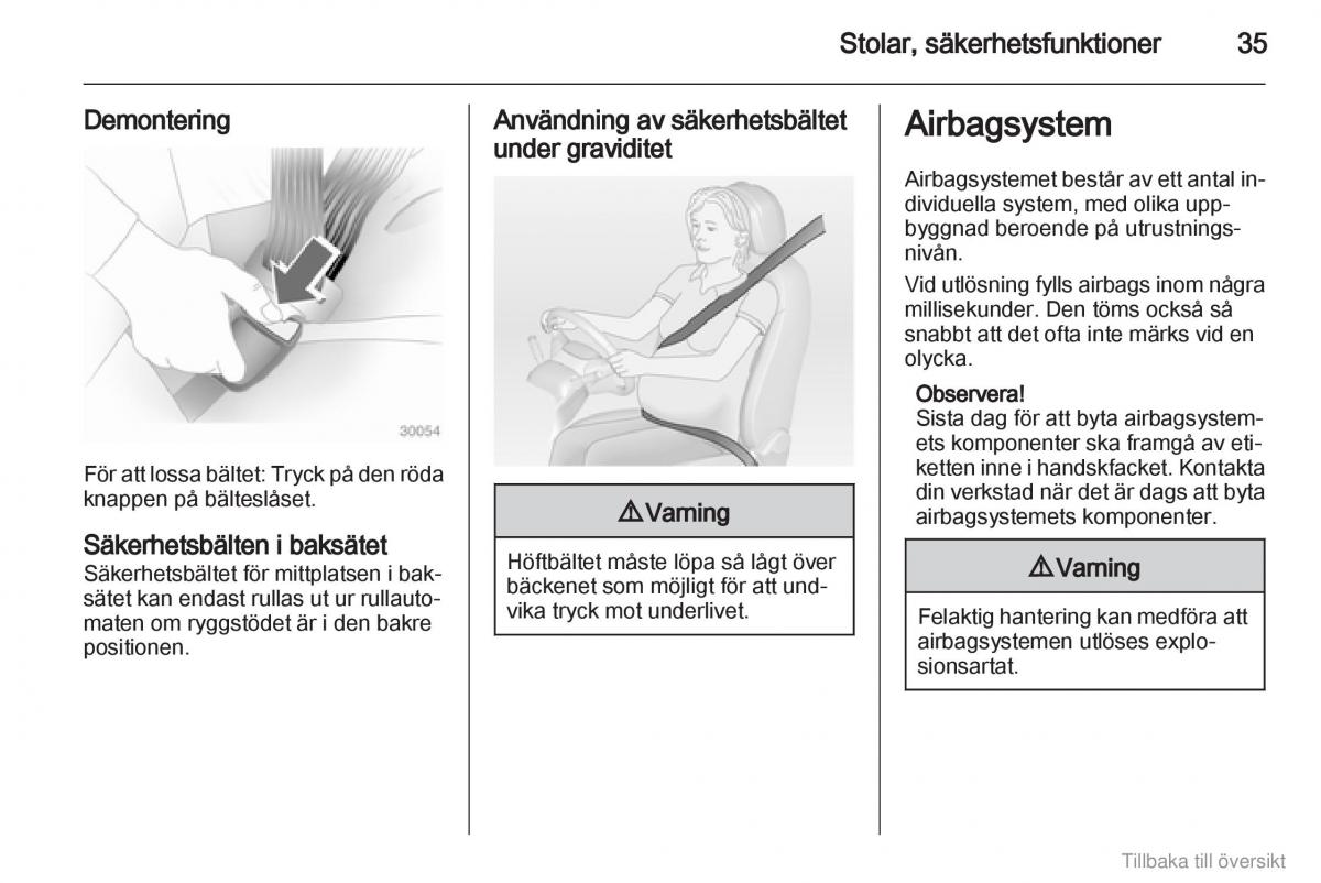 Opel Combo D instruktionsbok / page 36