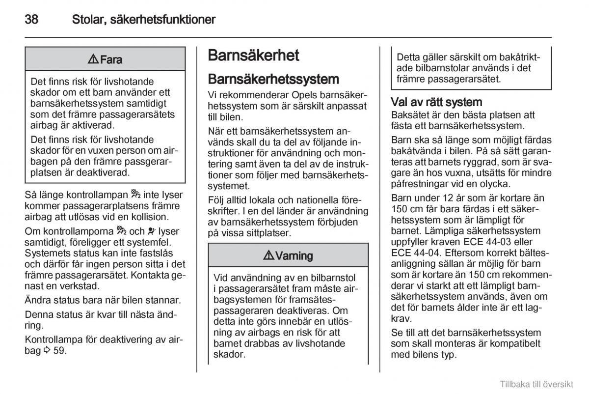 Opel Combo D instruktionsbok / page 39