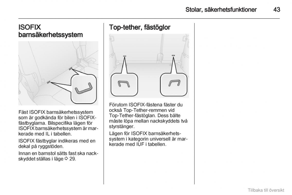 Opel Combo D instruktionsbok / page 44