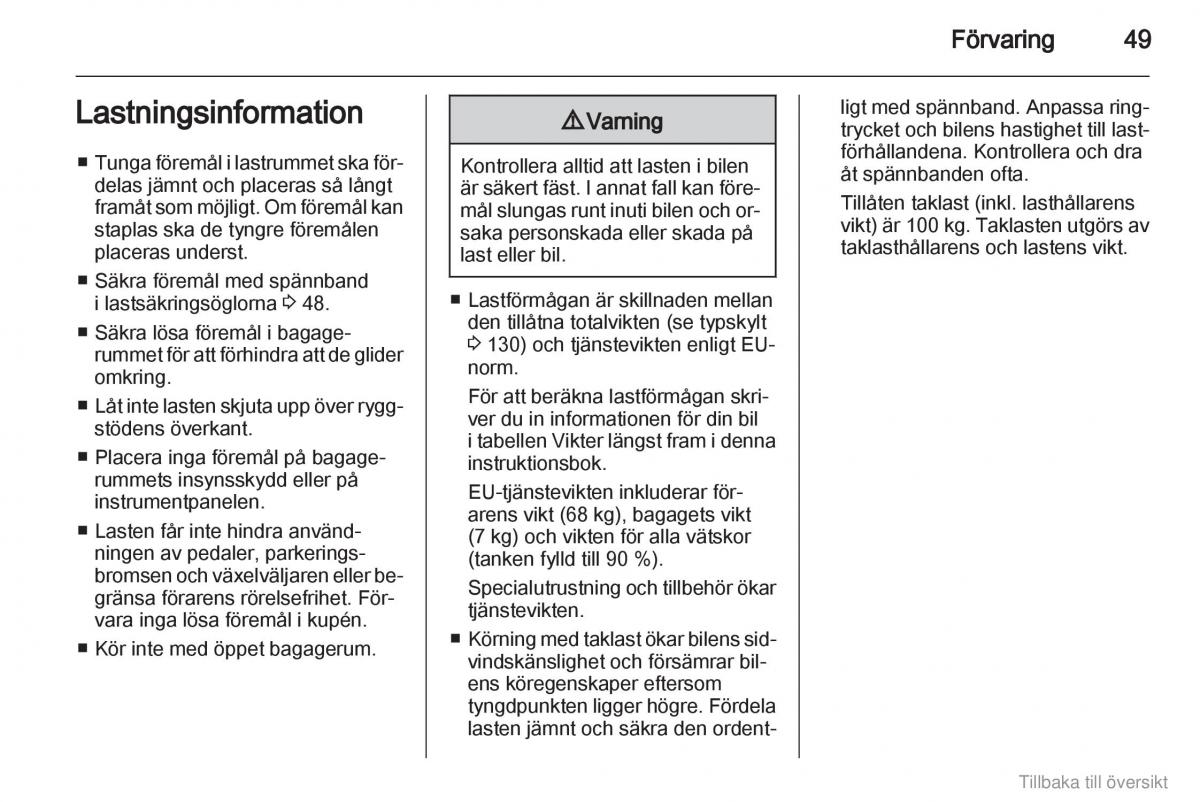 Opel Combo D instruktionsbok / page 50