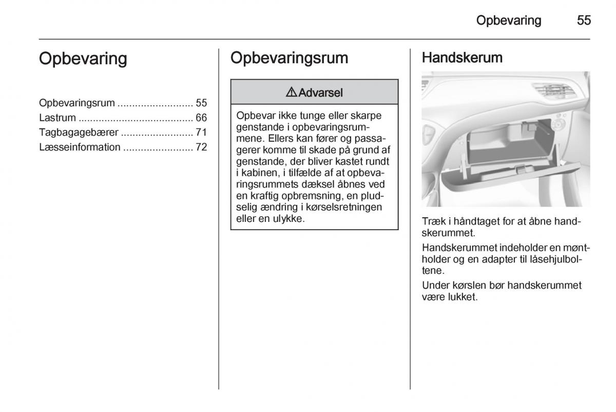 Opel Corsa D Bilens instruktionsbog / page 57