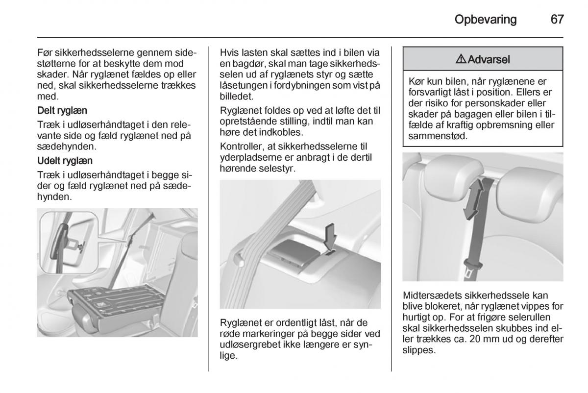 Opel Corsa D Bilens instruktionsbog / page 69