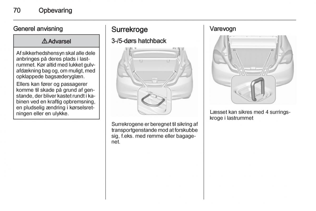 Opel Corsa D Bilens instruktionsbog / page 72