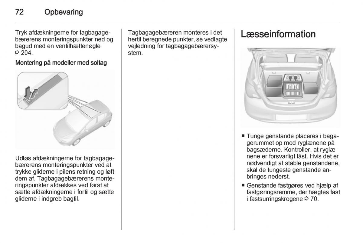 Opel Corsa D Bilens instruktionsbog / page 74