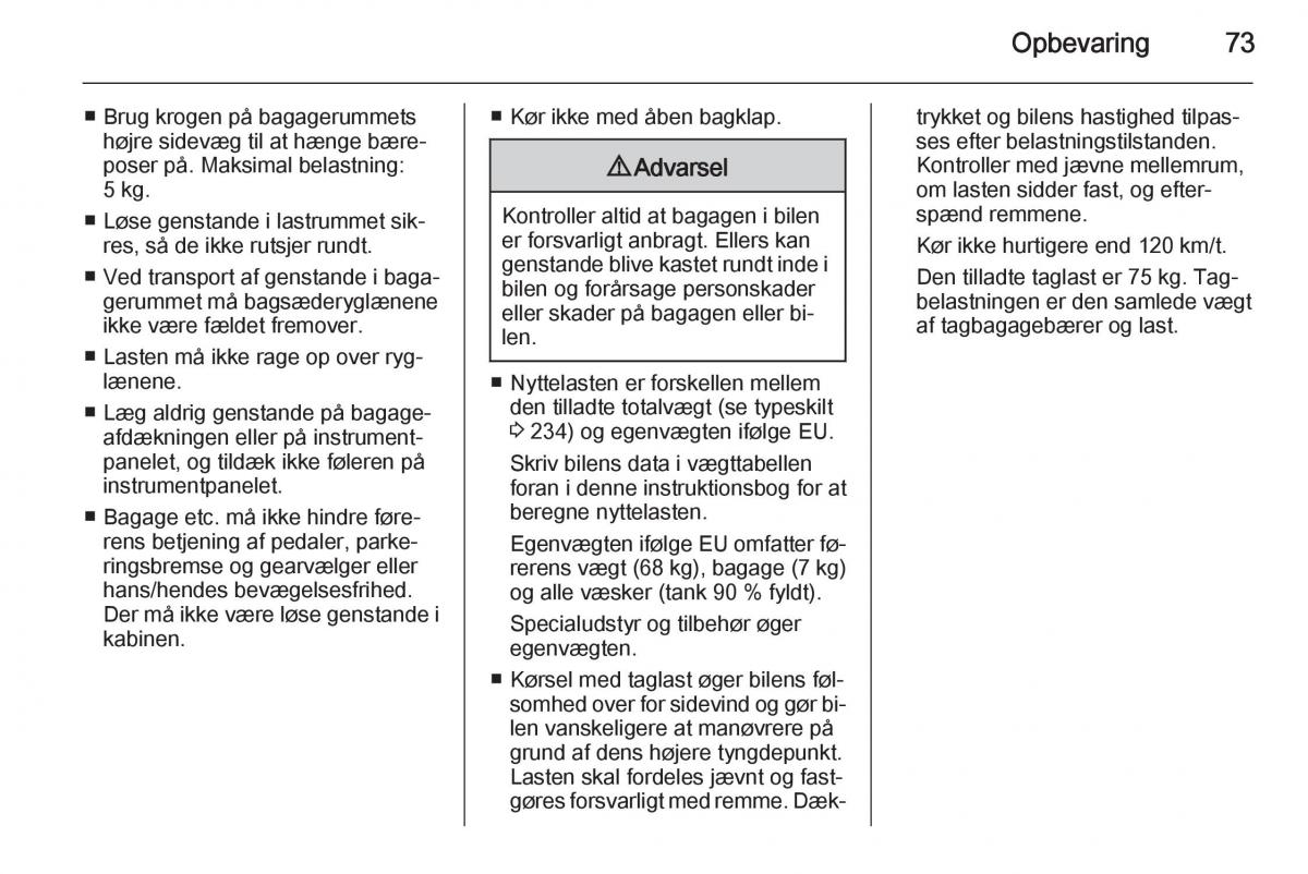 Opel Corsa D Bilens instruktionsbog / page 75