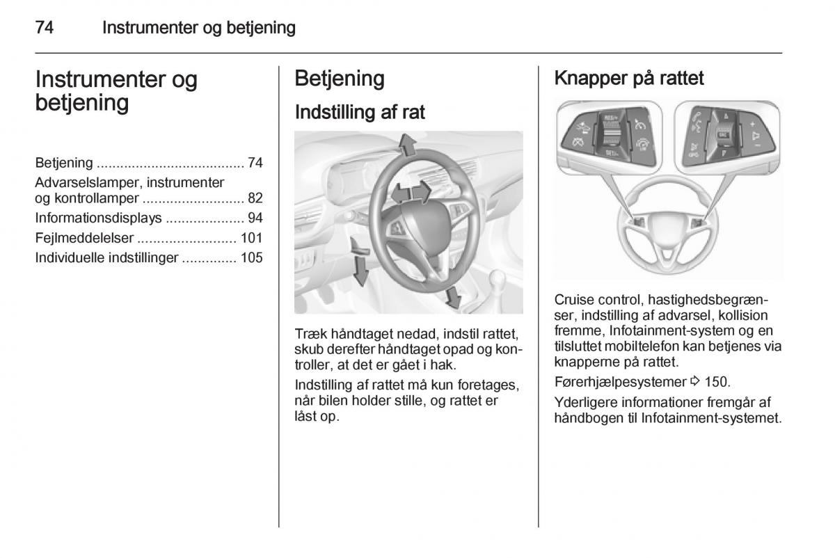 Opel Corsa D Bilens instruktionsbog / page 76