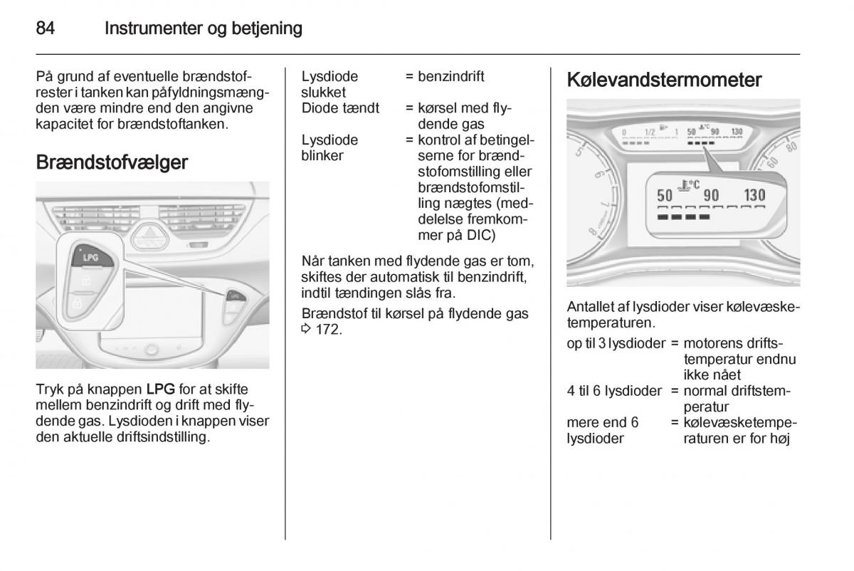 Opel Corsa D Bilens instruktionsbog / page 86