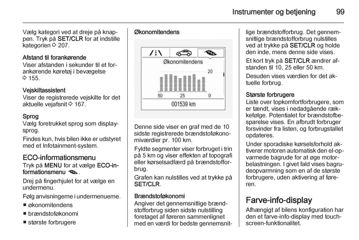 Opel Corsa D Bilens instruktionsbog / page 101