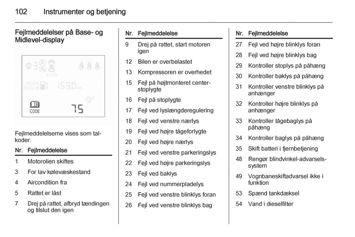 Opel Corsa D Bilens instruktionsbog / page 104