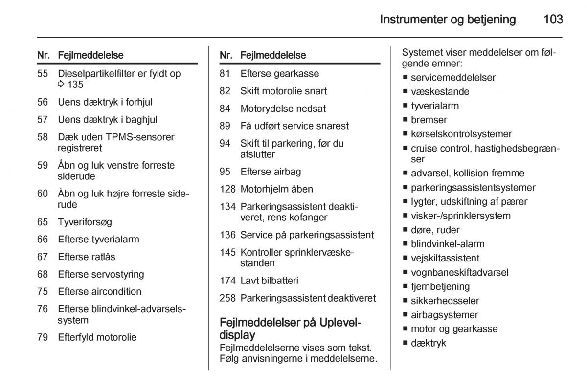 Opel Corsa D Bilens instruktionsbog / page 105