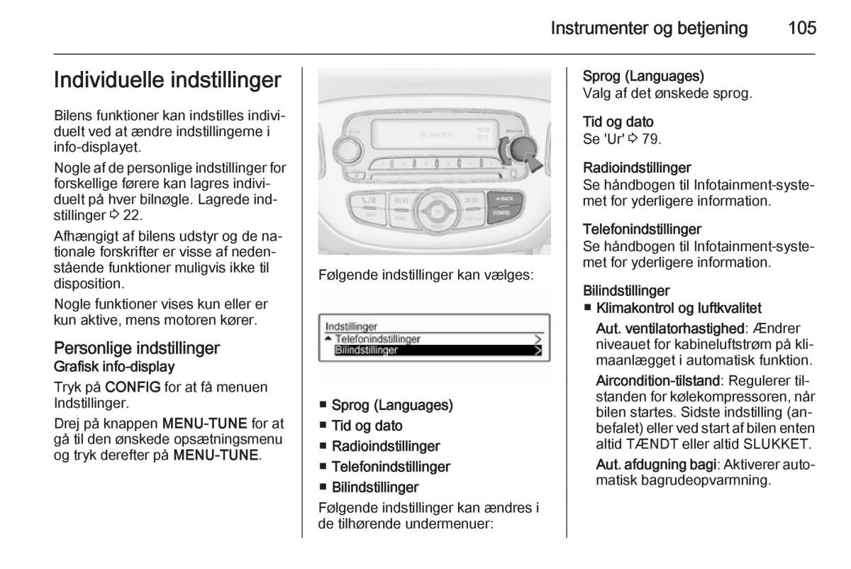 Opel Corsa D Bilens instruktionsbog / page 107