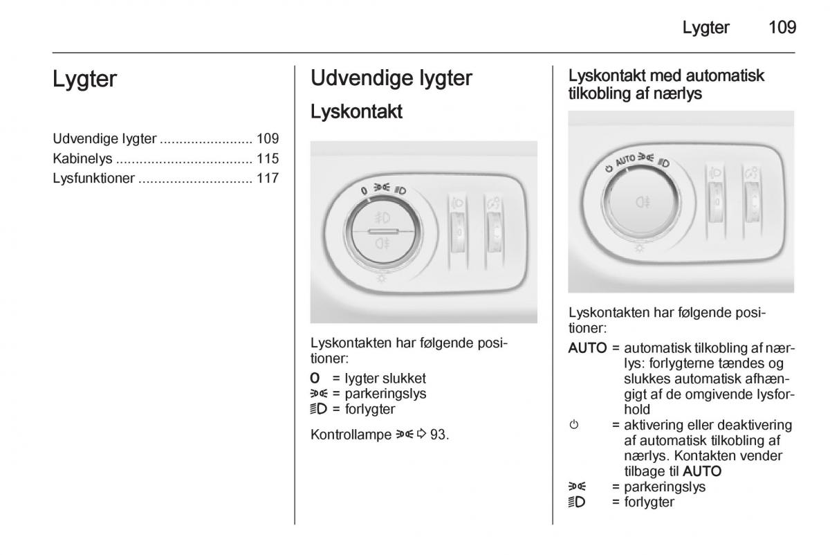 Opel Corsa D Bilens instruktionsbog / page 111