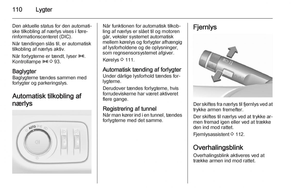 Opel Corsa D Bilens instruktionsbog / page 112