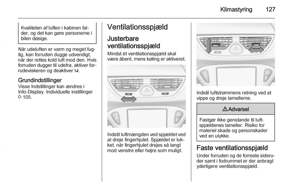 Opel Corsa D Bilens instruktionsbog / page 129