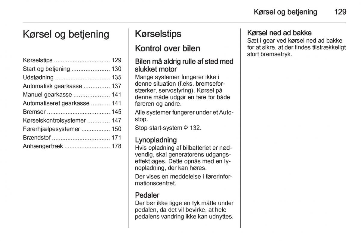 Opel Corsa D Bilens instruktionsbog / page 131