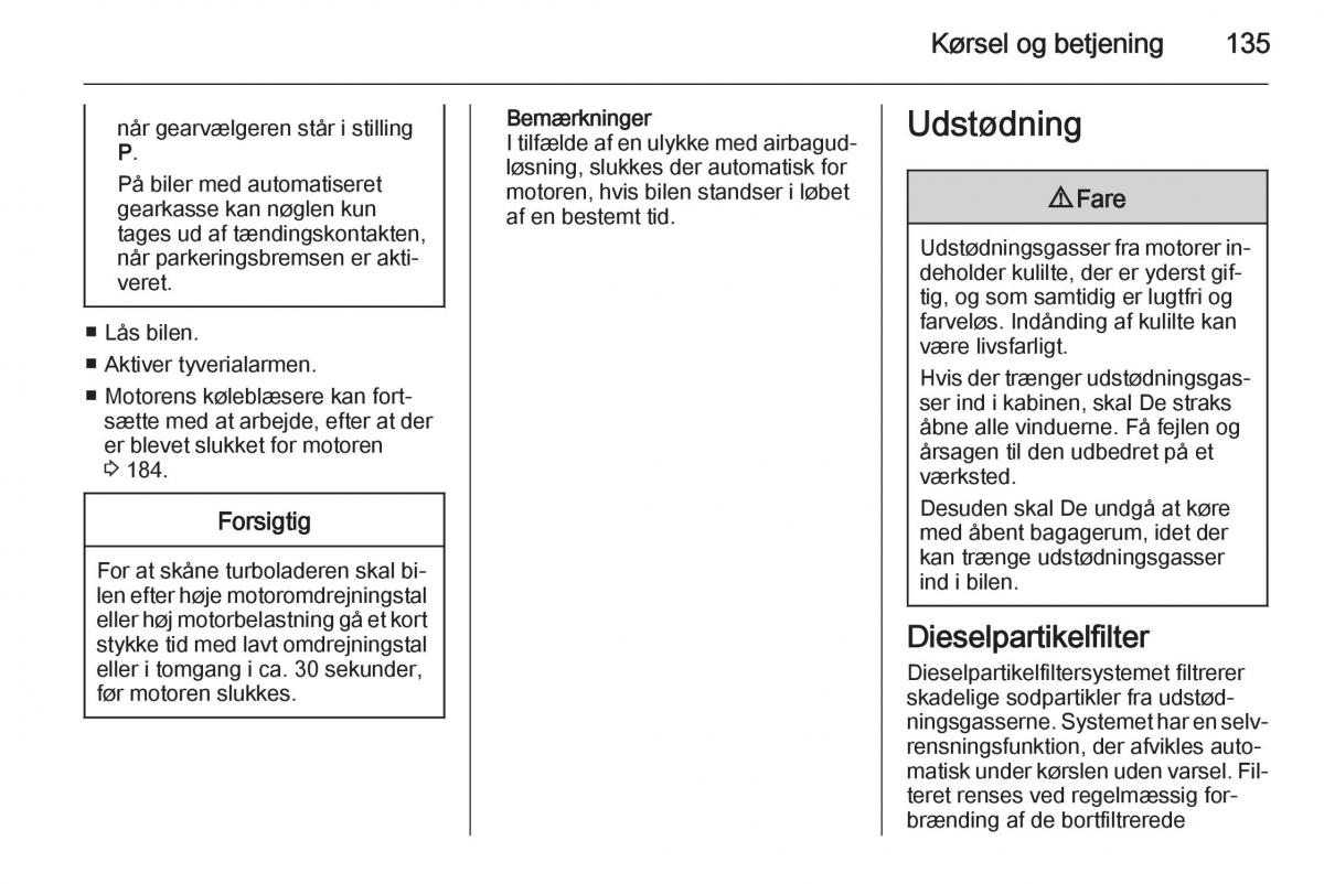 Opel Corsa D Bilens instruktionsbog / page 137