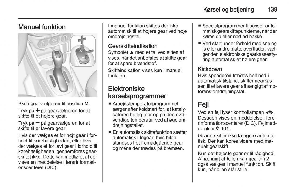 Opel Corsa D Bilens instruktionsbog / page 141