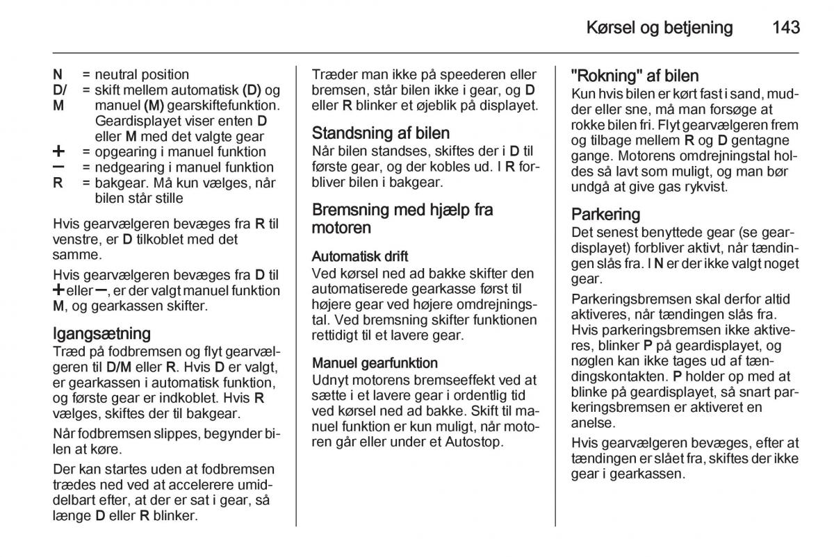 Opel Corsa D Bilens instruktionsbog / page 145