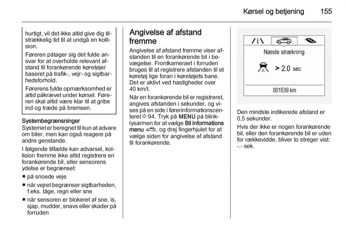 Opel Corsa D Bilens instruktionsbog / page 157