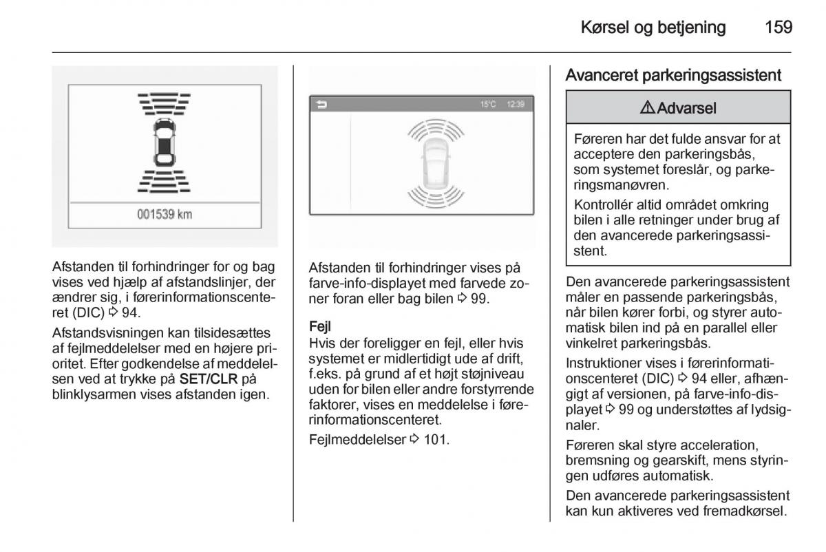 Opel Corsa D Bilens instruktionsbog / page 161