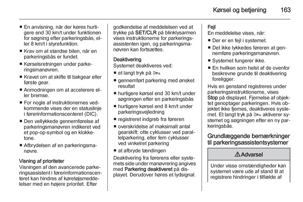 Opel Corsa D Bilens instruktionsbog / page 165