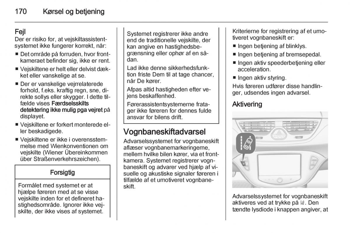 Opel Corsa D Bilens instruktionsbog / page 172