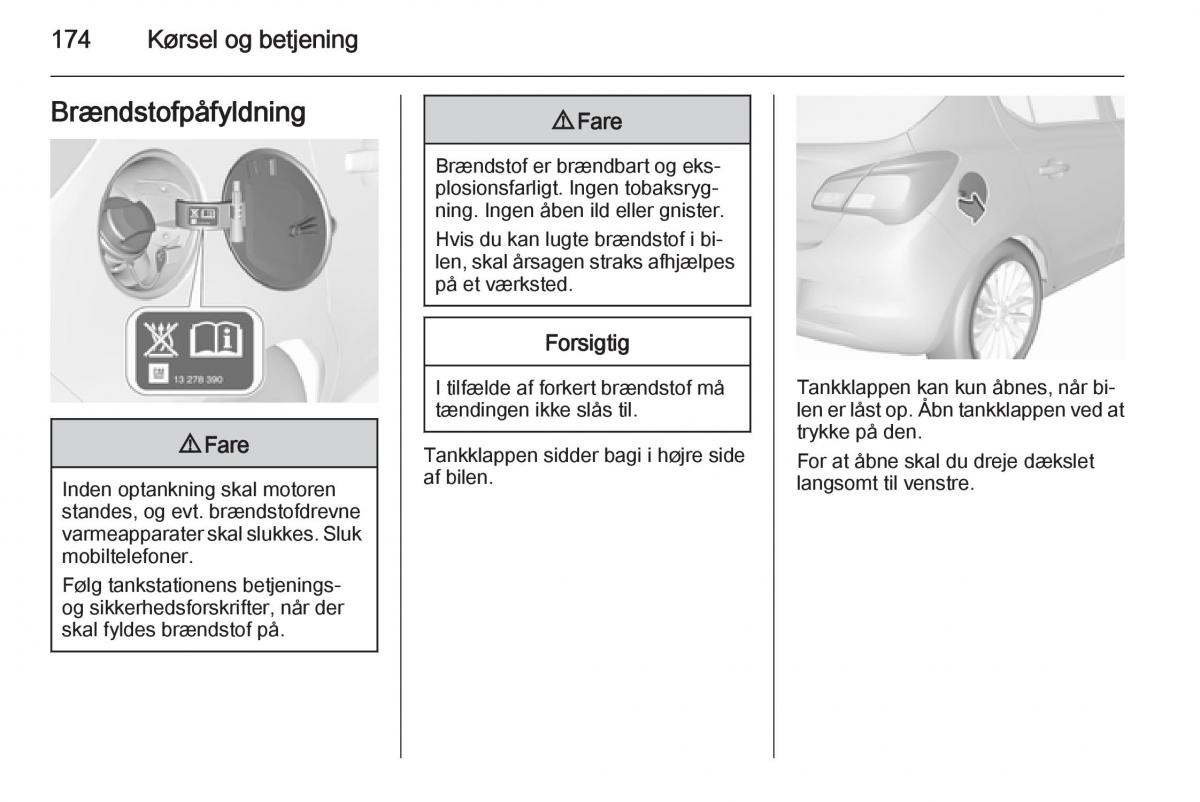 Opel Corsa D Bilens instruktionsbog / page 176