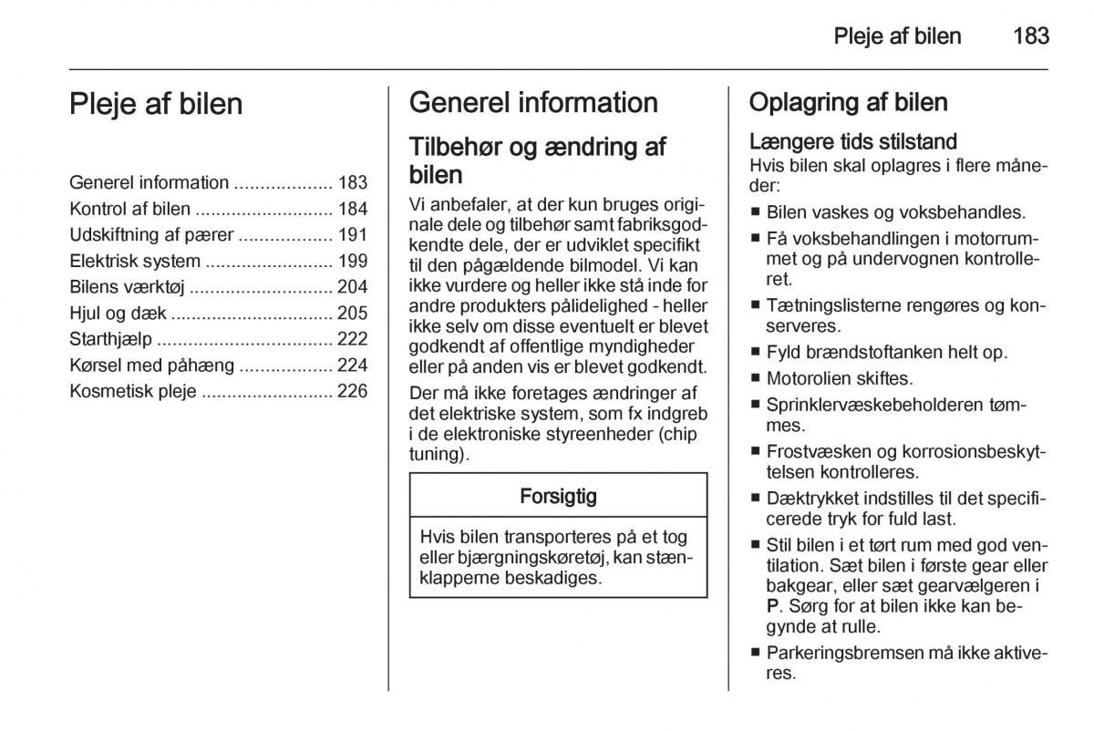 Opel Corsa D Bilens instruktionsbog / page 185