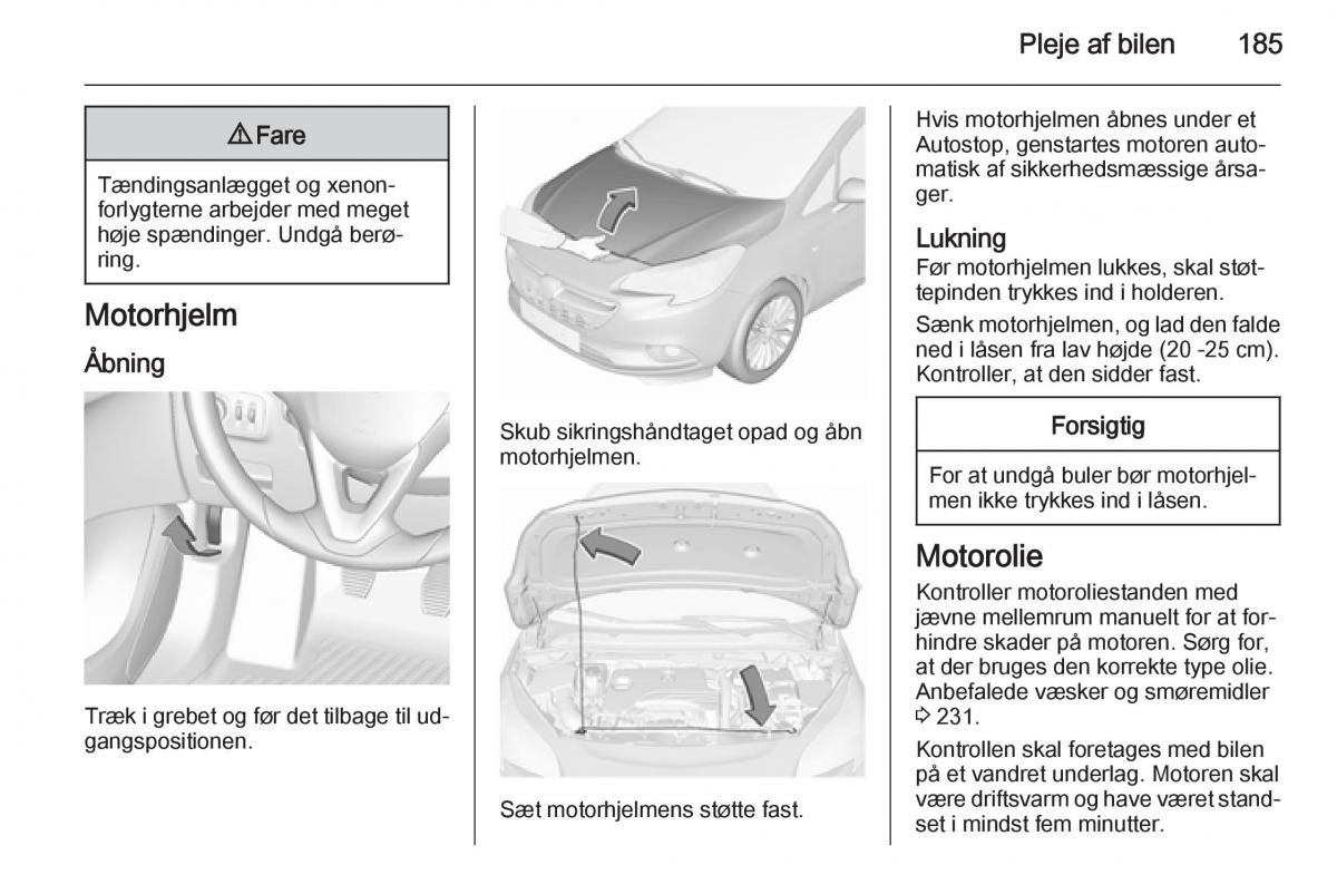 Opel Corsa D Bilens instruktionsbog / page 187