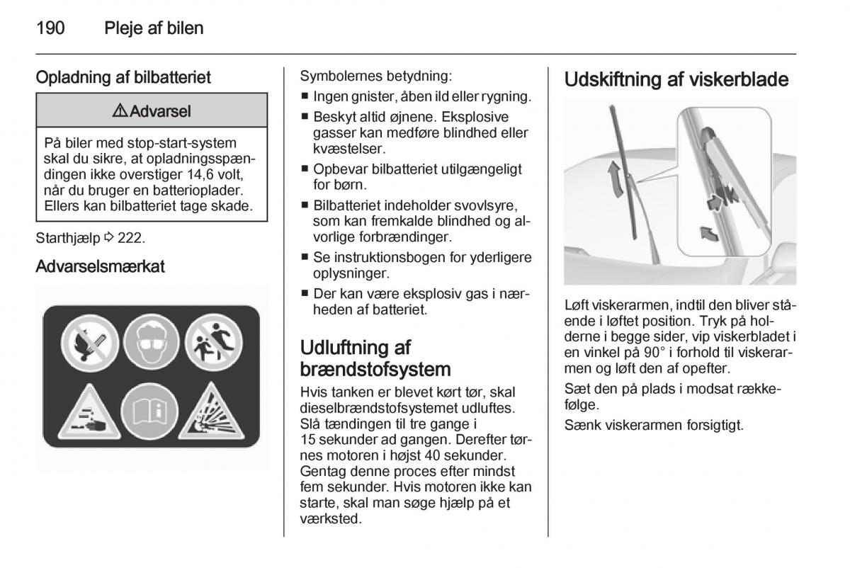 Opel Corsa D Bilens instruktionsbog / page 192