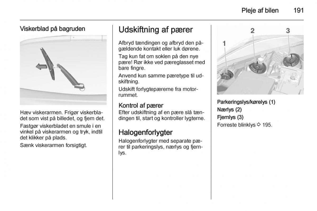 Opel Corsa D Bilens instruktionsbog / page 193