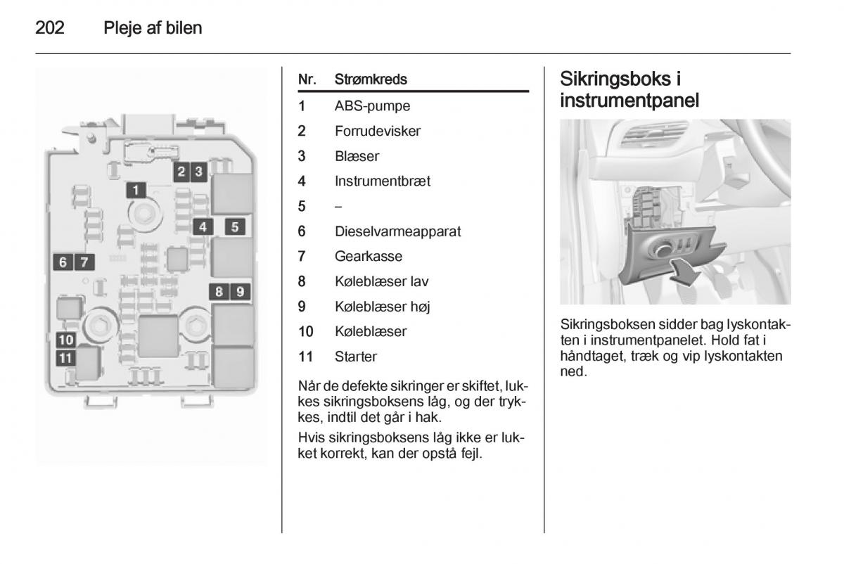 Opel Corsa D Bilens instruktionsbog / page 204